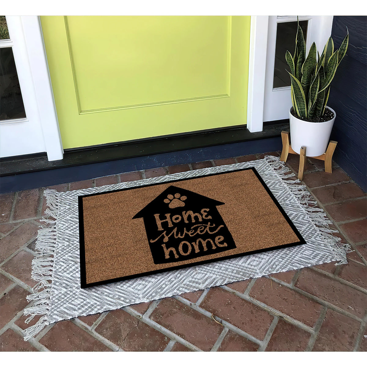 tapis d'entrée marron clair imprimé sweet antidérapant extérieur intérieur moderne résistant bactéries