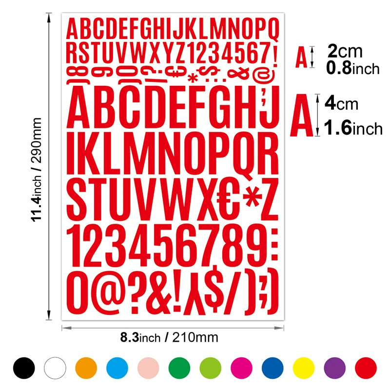 sticker autocollant lettre chiffre symbole multicolore classique deco papeterie scrapbooking journal agenda planificateur álbum