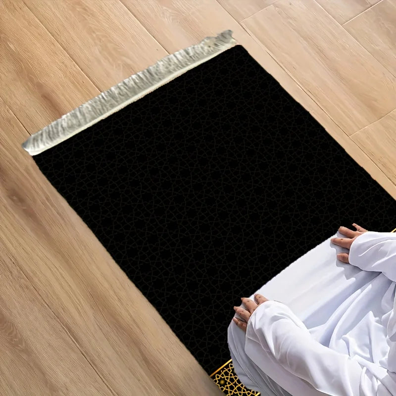 tapis prière géométrique noir doré moderne élégant maison extérieur voyage prière cuisine plage pique