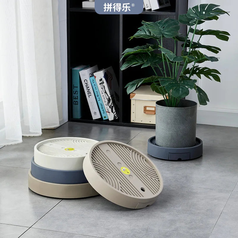 plateau fleur mobile rayures concaves convexes roulettes robuste durable moderneintérieur decoration gris beige