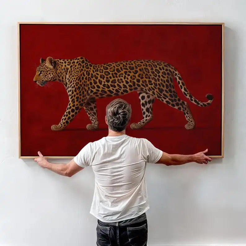 tableau toile léopard rouge moderne sans cadre animal décoration chambre opaque erotique erotique erotique