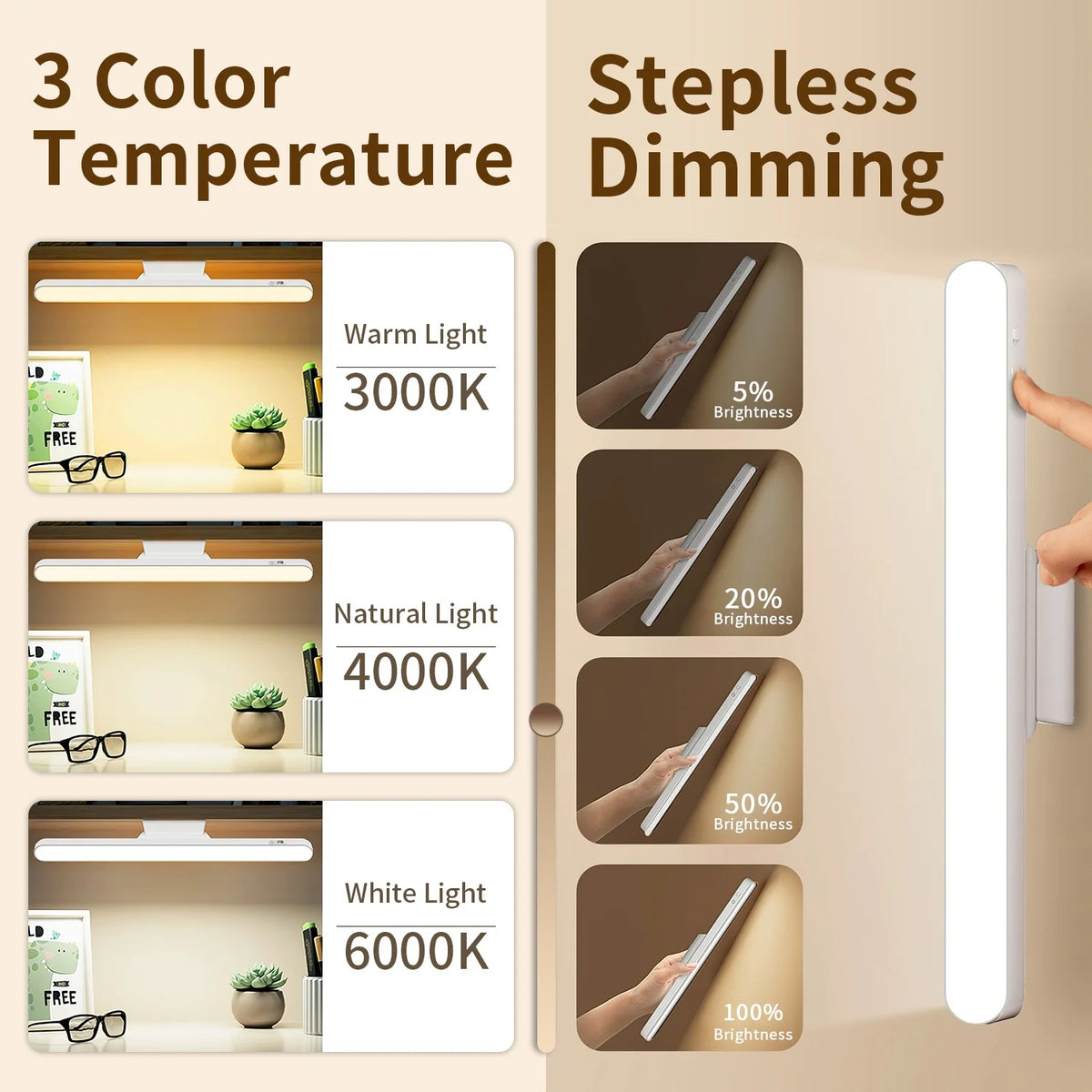 lampe led rechargeable blanc moderne adhésif flux lumineux continu usb veilleuse chambre lecture nocturne