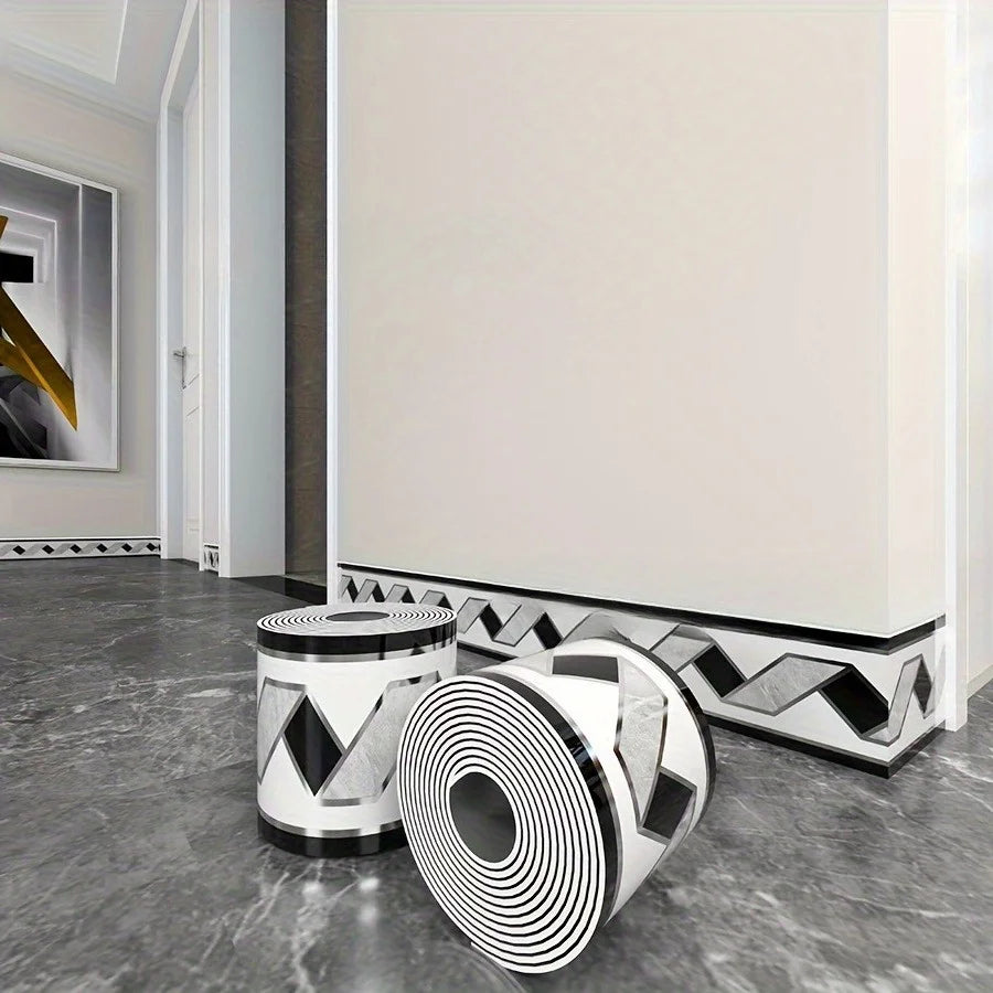 ruban decoratif autoadhésif moderne blanc or gris 500cm 10cm imperméable pvc