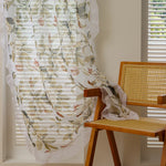rideau tulle translucide imprimé floral fenetre maison pastorale decoration champetre anneaux tringle