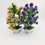 plantes artificielles bonsaï violet rose blanc jaune rouge pot carré mousse verte décoration intérieure