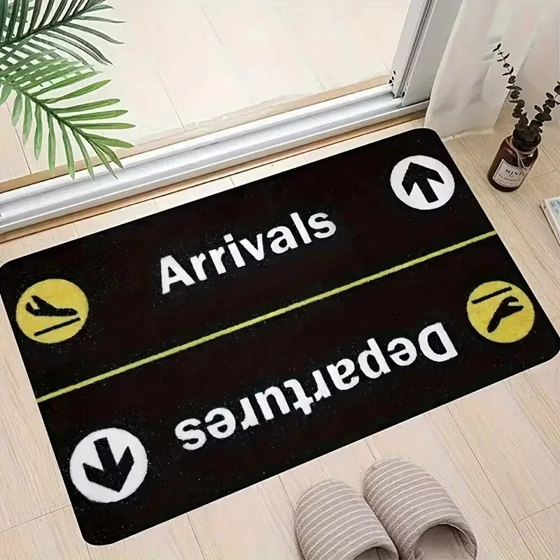 tapis sol antidérapant imperméable motif avion moderne noir beige blanc