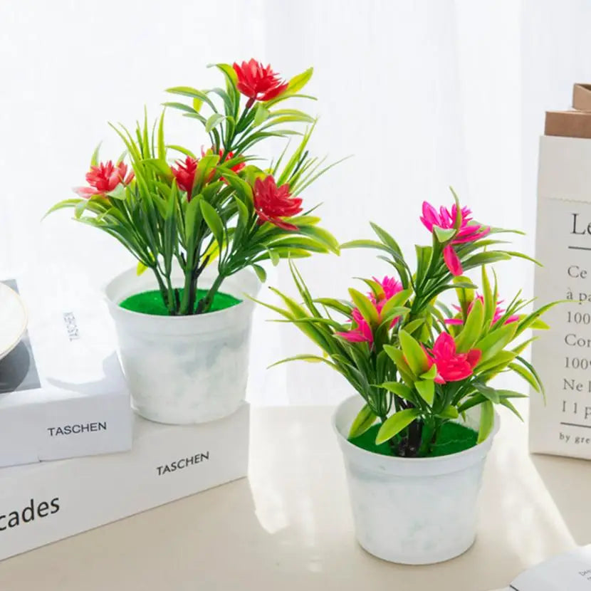 Décoration intérieure moderne pot fleuri artificiel couleurs vives maison salon chambre
