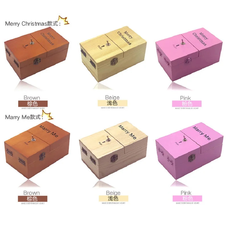 boîte bijoux bois naturel classique bouton fermeture useless box merry christmas marrie me