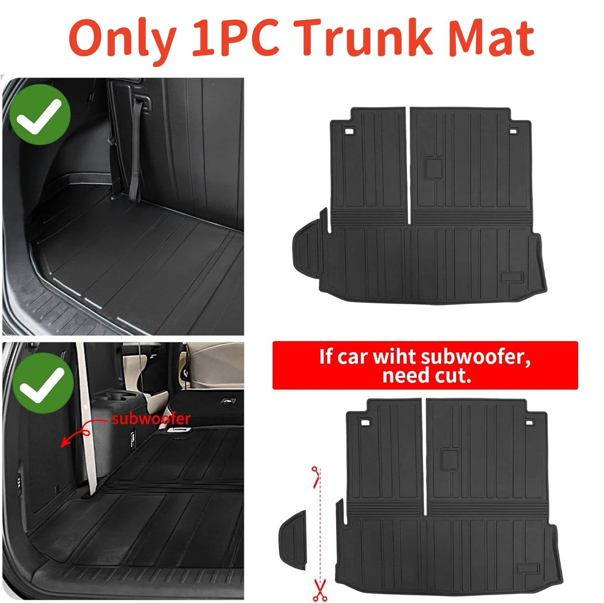 tapis sol voiture toyota highlander 2020 2026 noir rayures horizontales clips all weather full