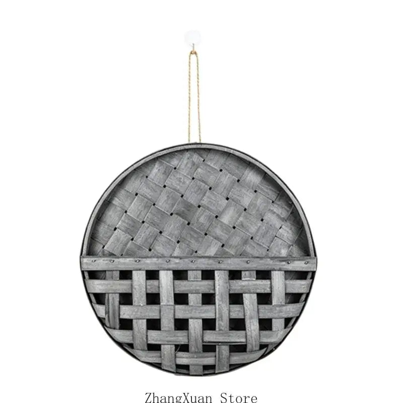 panier bois gris marron rustique utilisation multiple empilable tige tissée boucle(chaines) decoration maison bucolique