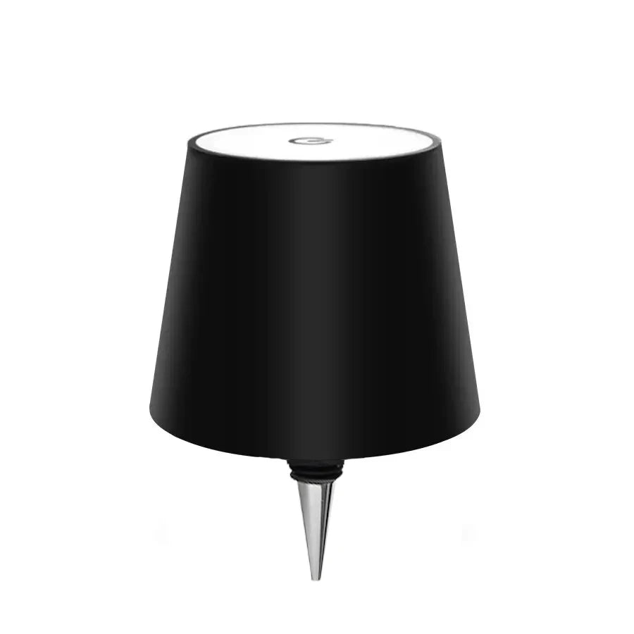 lampe table moderne bleu noir blanc rayures verticales abat jour base rechargeable led 5w