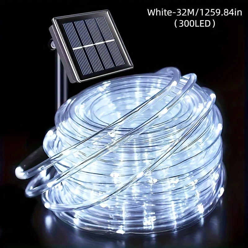 guirlande lumineuse solaire blanc chaud multicolore moderne clips piquets extérieur nuit decoration festive jardin
