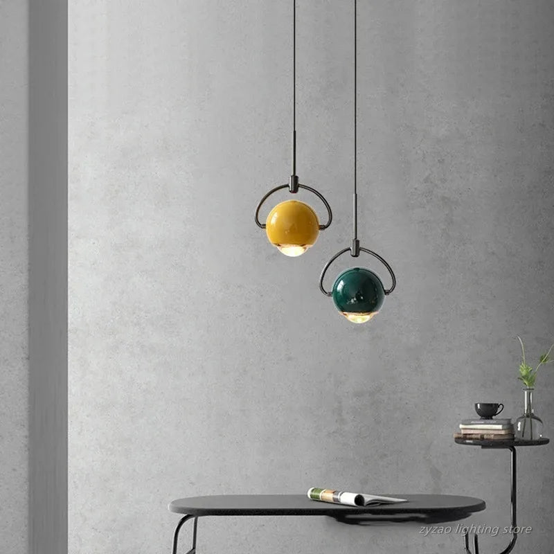 lumières suspendues modernes vert foncé rouge or blanc LED chambre salon étude