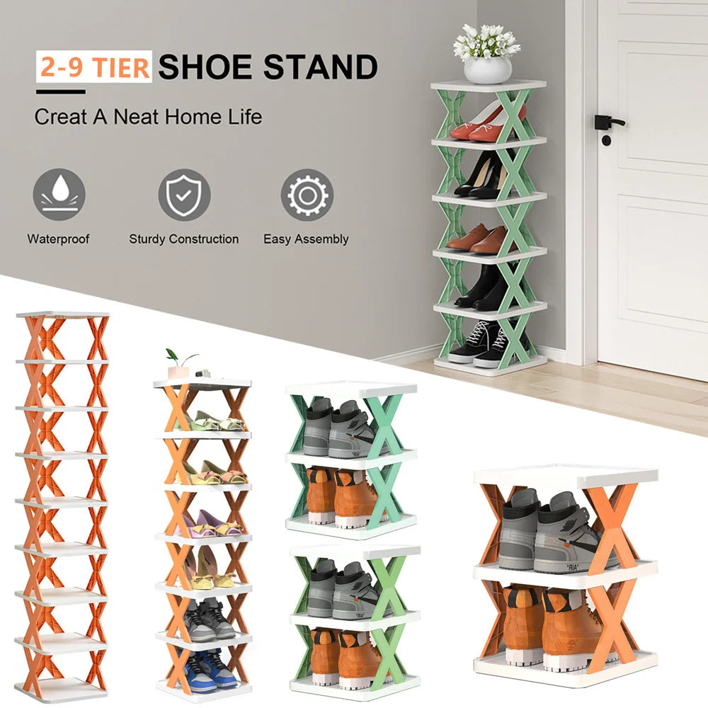 étagère chaussures empilable plastique modulable petit meuble rangement vertical gain place