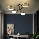 lampe suspendue moderne led noir doré circulaire minimaliste métal certifications flux lumineux télécommande