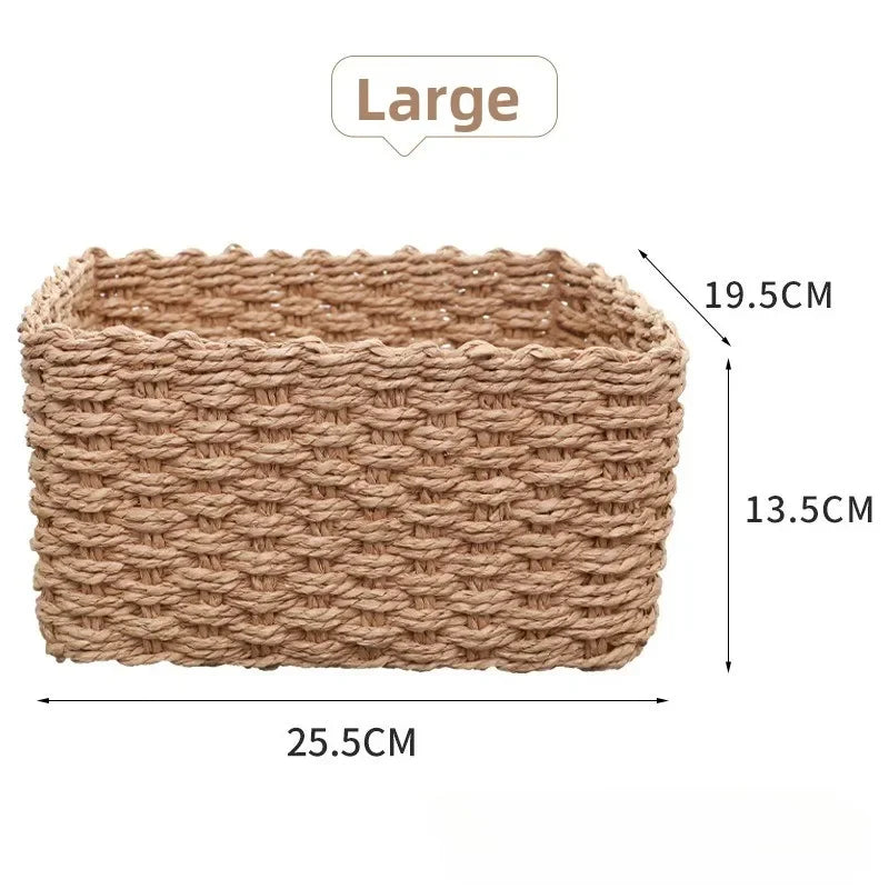 paniers rangement tissés rustiques blanc beige réutilisables stockage organisation