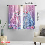 rideau licorne fleurs pastel polyester moderne rose violet blanc