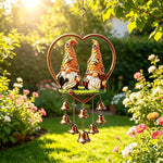 décoration extérieure carillon éolien bronze vert noir figurines lutins cloches décoratives rustique