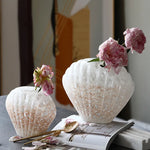vase decoratif coquillage blanc rose table maison fleurs nature