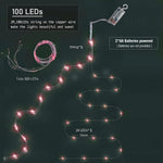guirlande lumineuse rose saint valentin 100 led moderne décoration chambre fil cuivre