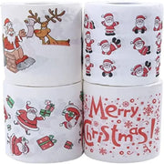 papier toilette noel decoratif motif père noël flocons neige cadeaux salle bain festive