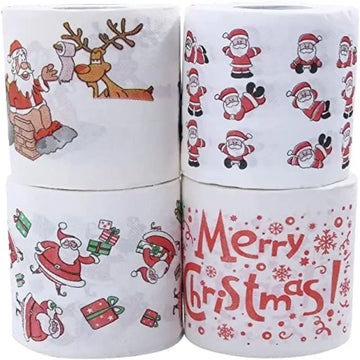Papier toilette de Noël imprimé Père Noël sur fond blanc