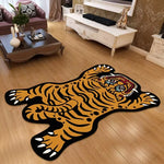 tapis bleu tigre moderne graphique polyester imperméable salon chambre coucher