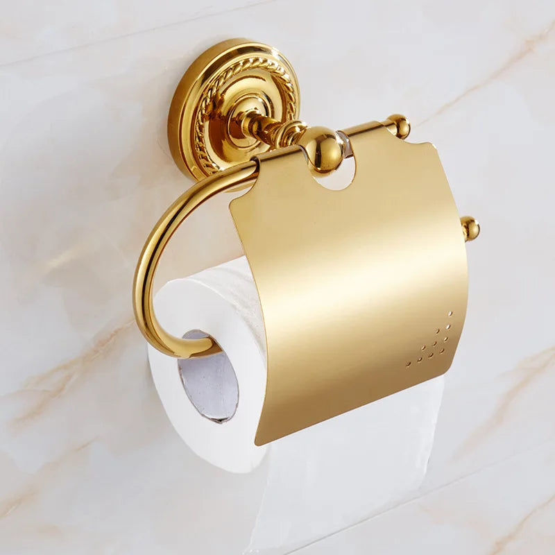 accessoires salle bain or chrome classiques porte savon serviettes anneau roulé fixations murales