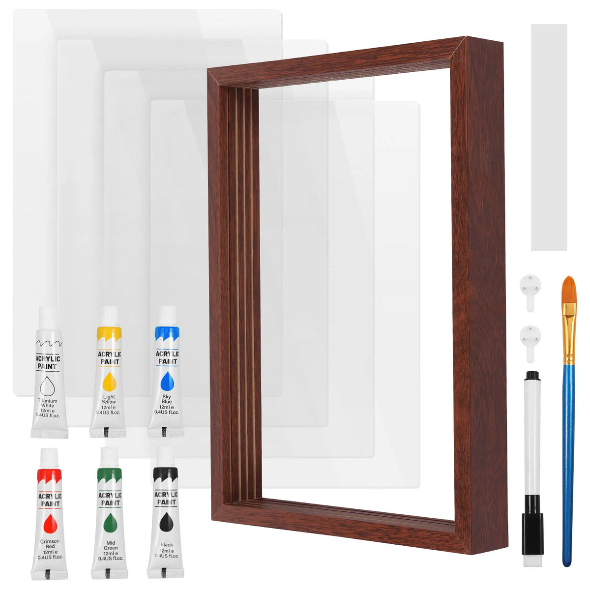 cadre photo empreintes mains colorées boise acrylique peinture brosse crayon clous souvenirs famille moderne