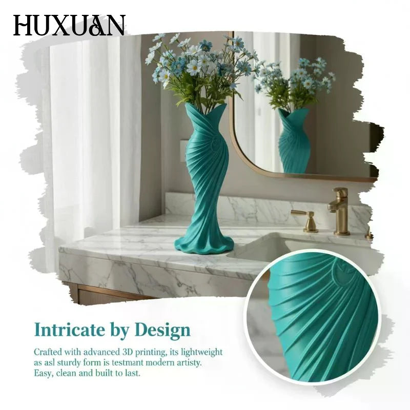vase moderne résine blanc vert rose plissé minimalisteOpaque maison mariageDecoration