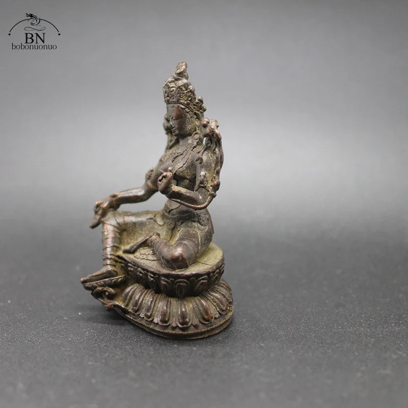 statuettes bouddhistes bronze détails religieux 6cm hauteur posées assises traditionnelles