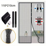 rideau porte magnétique anti insectes maille fine gris clair noir moderne clips adhésif fixe
