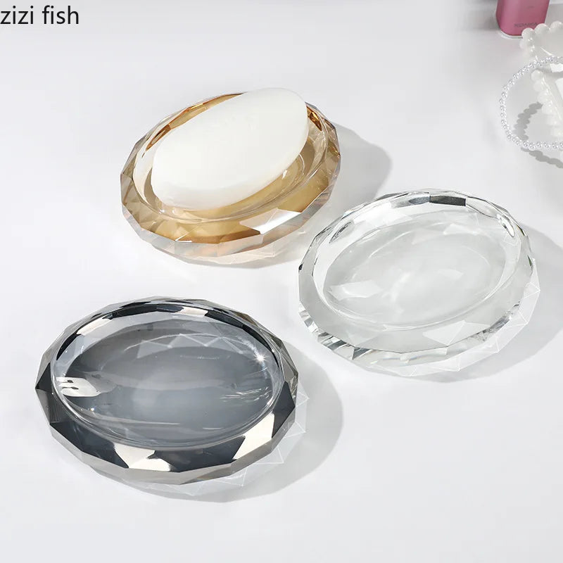 support savon moderne élégant transparent facettes géométriques contemporain or noir