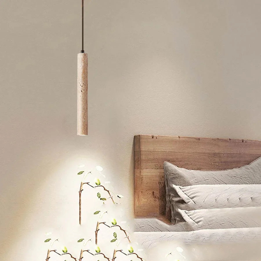 suspension lumineuse moderne pierre beige clair grains sable 1.8m longueur led