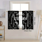 rideau cuisine noir blanc motifs ustensiles vintage semi transparent salon