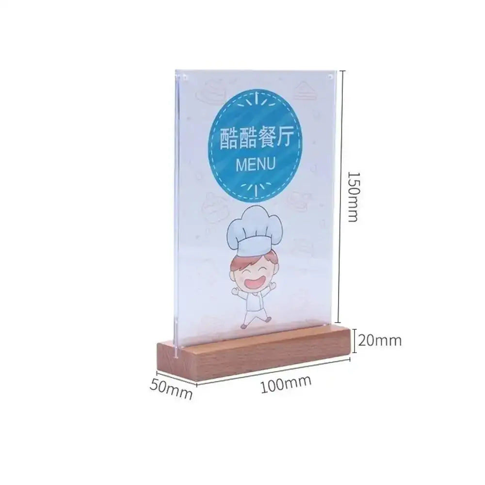 porte menu moderne acrylique bois clair fixation transparent support documents vertical horizontal