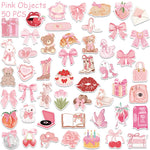 stickers illustration papillon rose blanc ours ballerines coeurs fleurs adhésifs 50pièces cartoon