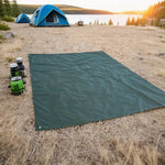 tapis sol camping vert foncé noir oxford robuste texture tissée pratique oeilletsextérieur camouflage