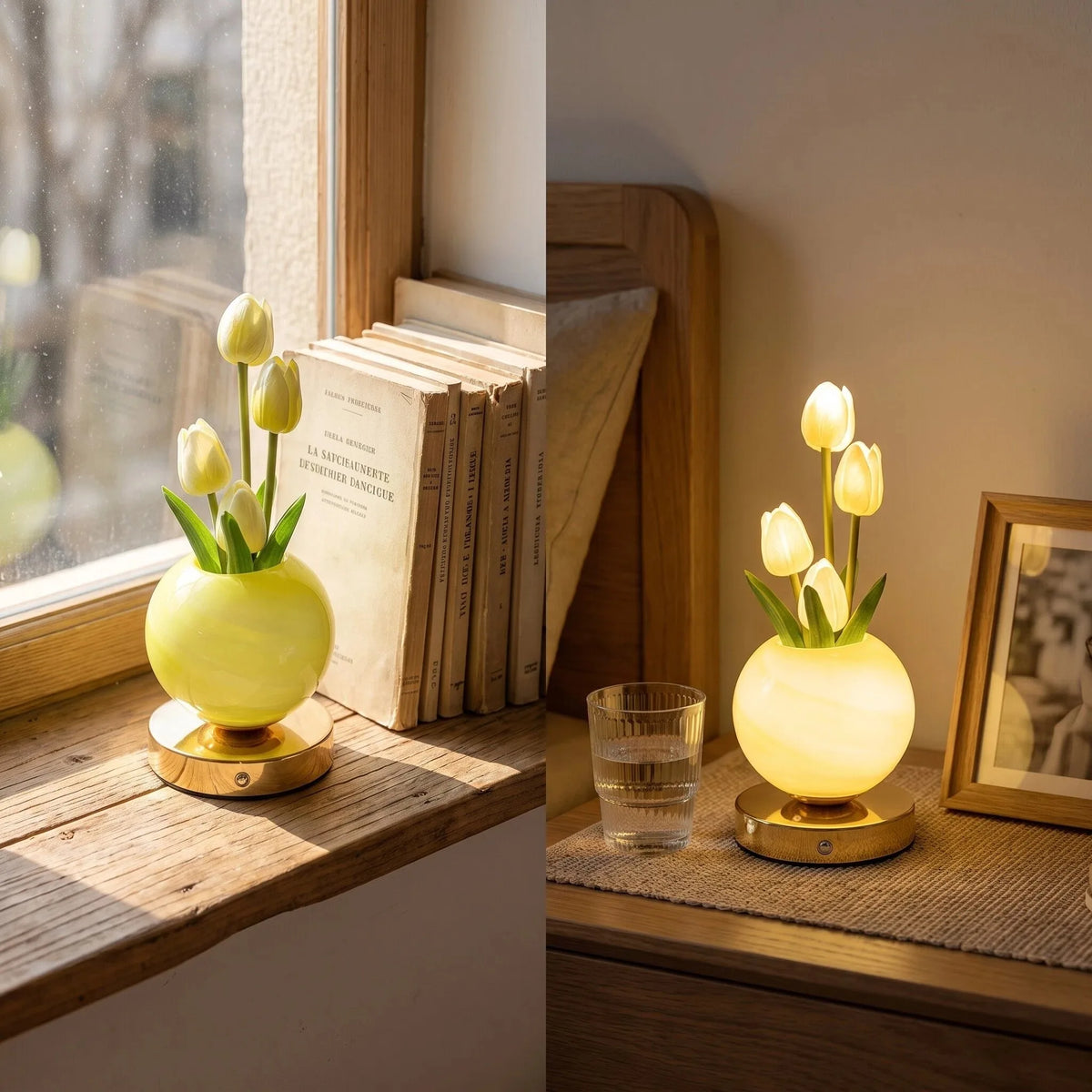 lampe table moderne rechargeable tulipes multicolores marbrées base métallique bleu rose orange violet rechargeable