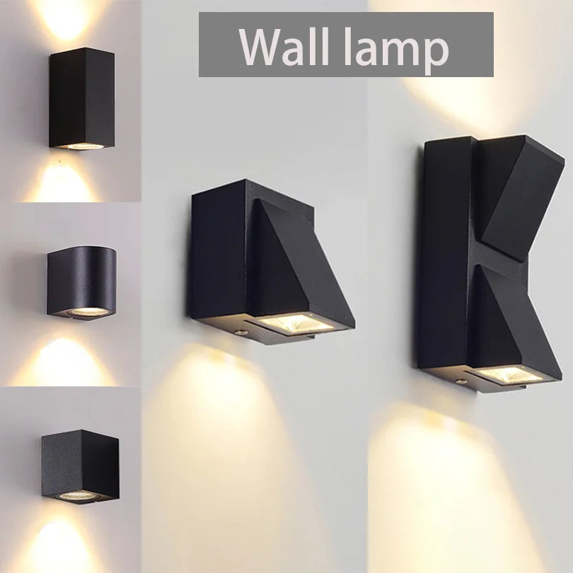 lampe murale moderne noire led ip65 hydrofuge ac85265 vis fixation minimaliste 70x80x60mm