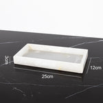 ensemble salle bain marbre onyx blanc distributeur savon porte brosse dents plateau luxe