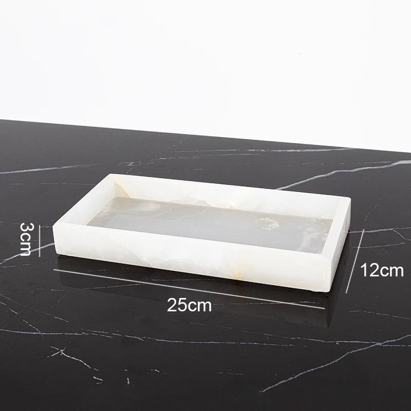 ensemble salle bain marbre onyx blanc distributeur savon porte brosse dents plateau luxe