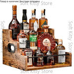 présentoir bouteilles marron rustique multi niveaux rangement bois vieilli cuisine