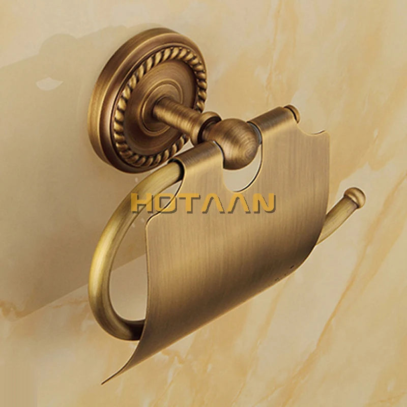accessoires salle bain bronze doré classique finement ciselé serviette suspendue porte savon porte rouleau