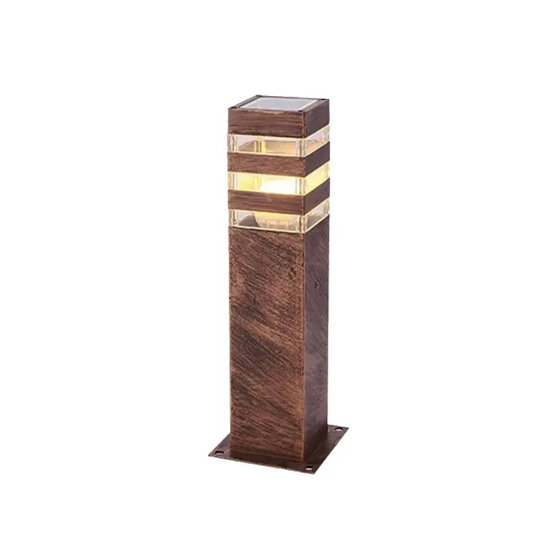 lampe solaire moderne imperméable noir marron clair texture bois transparente fixée aluminium ip55 ledextérieur