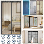 rideau porte magnétique beige noir maille fine moderne anti moustiques opacité barre poids