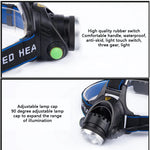 lampe frontale led noir bleu rayures texturée lentille transparente camping