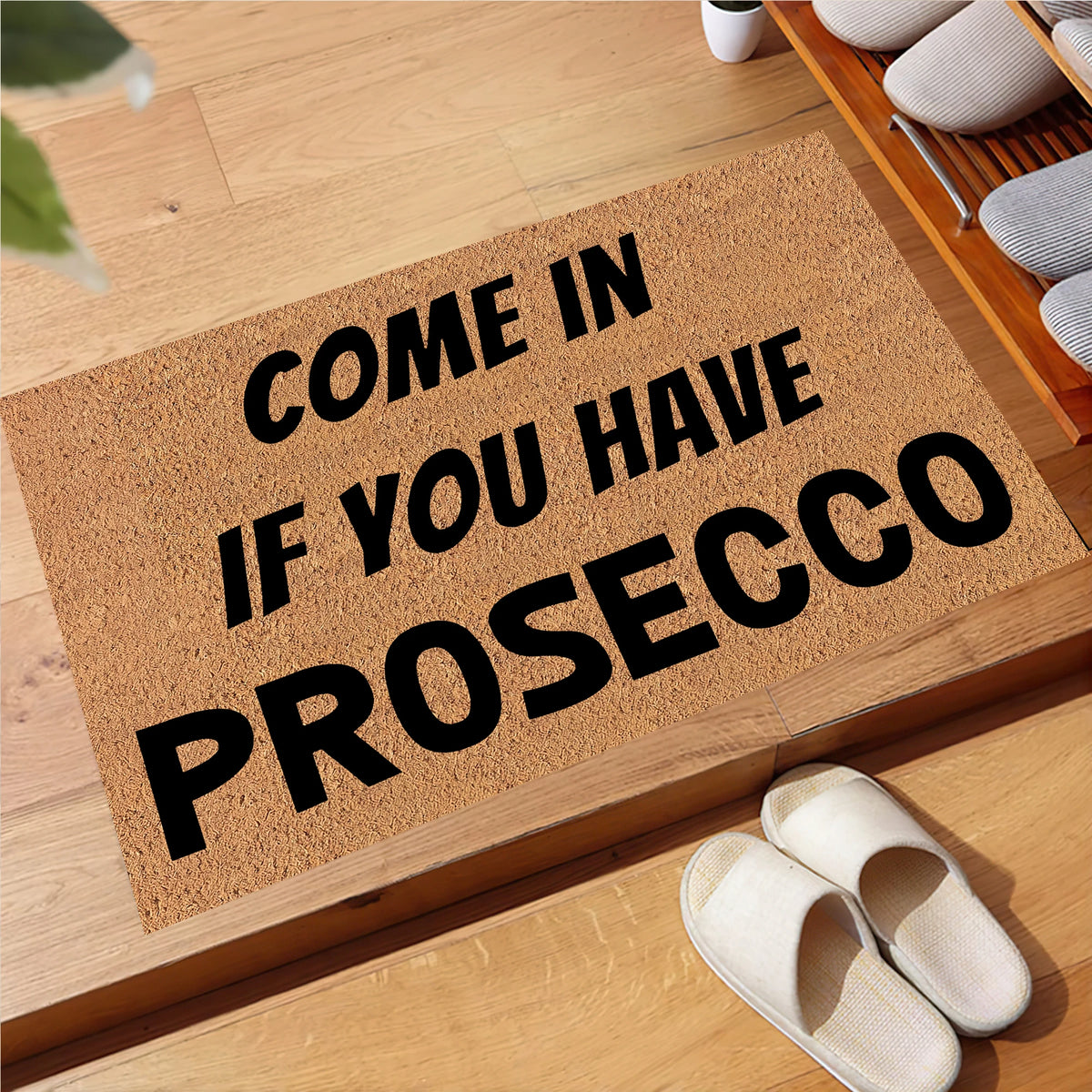 tapis bienvenue antidérapant marron noir prosecco extérieur couloir humoristique accueillant