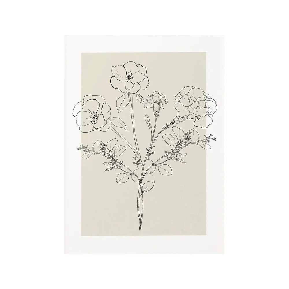 affiches art minimalistes toile simples dessins floraux noir beige clair cadres bois chambre salon