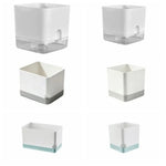 cache pot moderne blanc bleu clair uni opaque adhésif intérieur fleuri verte simple